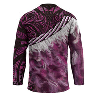 Pink Traditional Cloak Aotearoa Hockey Jersey Maori Paua Shell Korowai Pattern LT14 - Polynesian Pride