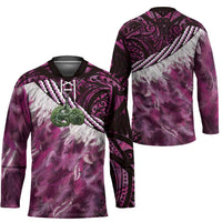 Pink Traditional Cloak Aotearoa Hockey Jersey Maori Paua Shell Korowai Pattern LT14 - Polynesian Pride