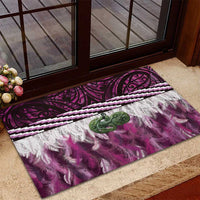 Pink Traditional Cloak Aotearoa Rubber Doormat Maori Paua Shell Korowai Pattern LT14 - Polynesian Pride