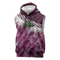 Pink Traditional Cloak Aotearoa Sleeveless Hoodie Maori Paua Shell Korowai Pattern - Polynesian Pride