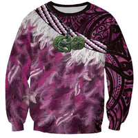Pink Traditional Cloak Aotearoa Sweatshirt Maori Paua Shell Korowai Pattern LT14 Unisex Pink - Polynesian Pride
