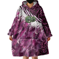 Pink Traditional Cloak Aotearoa Wearable Blanket Hoodie Maori Paua Shell Korowai Pattern LT14 - Polynesian Pride