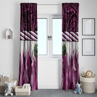 Pink Traditional Cloak Aotearoa Window Curtain Maori Paua Shell Korowai Pattern LT14 - Polynesian Pride