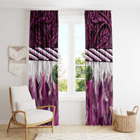 Pink Traditional Cloak Aotearoa Window Curtain Maori Paua Shell Korowai Pattern LT14 - Polynesian Pride