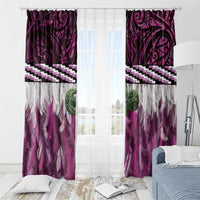 Pink Traditional Cloak Aotearoa Window Curtain Maori Paua Shell Korowai Pattern LT14 - Polynesian Pride
