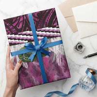 Pink Traditional Cloak Aotearoa Wrapping Paper Maori Paua Shell Korowai Pattern - Polynesian Pride