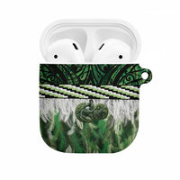 Green Traditional Cloak Aotearoa AirPods Case Maori Paua Shell Korowai Pattern LT14 Green - Polynesian Pride