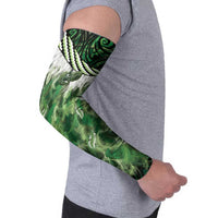 Green Traditional Cloak Aotearoa Arm Sleeves Maori Paua Shell Korowai Pattern LT14 - Polynesian Pride