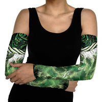 Green Traditional Cloak Aotearoa Arm Sleeves Maori Paua Shell Korowai Pattern LT14 - Polynesian Pride