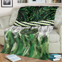 Green Traditional Cloak Aotearoa Blanket Maori Paua Shell Korowai Pattern LT14 - Polynesian Pride