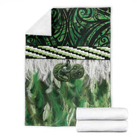 Green Traditional Cloak Aotearoa Blanket Maori Paua Shell Korowai Pattern LT14 - Polynesian Pride