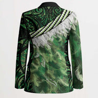 Green Traditional Cloak Aotearoa Blazer Maori Paua Shell Korowai Pattern - Polynesian Pride