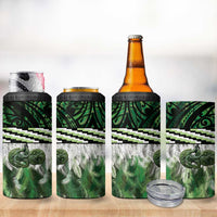 Green Traditional Cloak Aotearoa 4 in 1 Can Cooler Tumbler Maori Paua Shell Korowai Pattern LT14 - Polynesian Pride