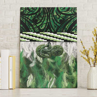 Green Traditional Cloak Aotearoa Canvas Wall Art Maori Paua Shell Korowai Pattern LT14 Without Frame Green - Polynesian Pride