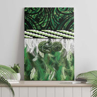 Green Traditional Cloak Aotearoa Canvas Wall Art Maori Paua Shell Korowai Pattern LT14 - Polynesian Pride