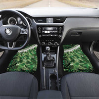 Green Traditional Cloak Aotearoa Car Mats Maori Paua Shell Korowai Pattern LT14 Set 2pcs - Front Green - Polynesian Pride