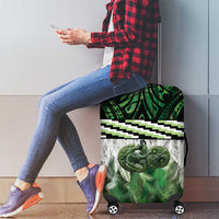 Green Traditional Cloak Aotearoa Luggage Cover Maori Paua Shell Korowai Pattern