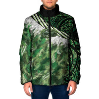 Green Traditional Cloak Aotearoa Padded Jacket Maori Paua Shell Korowai Pattern - Polynesian Pride