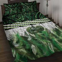 Green Traditional Cloak Aotearoa Quilt Bed Set Maori Paua Shell Korowai Pattern LT14 Green - Polynesian Pride