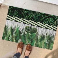 Green Traditional Cloak Aotearoa Rubber Doormat Maori Paua Shell Korowai Pattern LT14 - Polynesian Pride