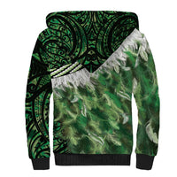 Green Traditional Cloak Aotearoa Sherpa Hoodie Maori Paua Shell Korowai Pattern LT14 - Polynesian Pride