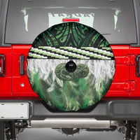 Green Traditional Cloak Aotearoa Spare Tire Cover Maori Paua Shell Korowai Pattern