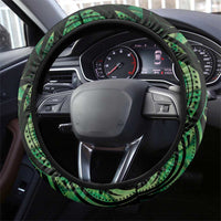 Green Traditional Cloak Aotearoa Steering Wheel Cover Maori Paua Shell Korowai Pattern LT14 - Polynesian Pride