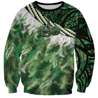 Green Traditional Cloak Aotearoa Sweatshirt Maori Paua Shell Korowai Pattern LT14 Unisex Green - Polynesian Pride