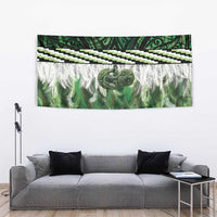 Green Traditional Cloak Aotearoa Tapestry Maori Paua Shell Korowai Pattern