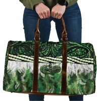 Green Traditional Cloak Aotearoa Travel Bag Maori Paua Shell Korowai Pattern - Polynesian Pride