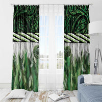 Green Traditional Cloak Aotearoa Window Curtain Maori Paua Shell Korowai Pattern LT14 - Polynesian Pride