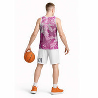 Personalised Polynesia Breast Cancer Awareness Basketball Jersey Think Pink Ribbon Polynesian Butterflies LT14 - Polynesian Pride