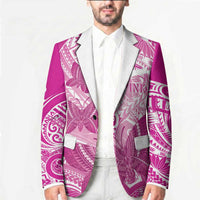 Personalised Polynesia Breast Cancer Awareness Blazer Think Pink Ribbon Polynesian Butterflies LT14 - Polynesian Pride