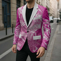Personalised Polynesia Breast Cancer Awareness Blazer Think Pink Ribbon Polynesian Butterflies LT14 - Polynesian Pride