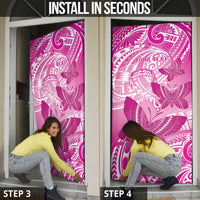 Personalised Polynesia Breast Cancer Awareness Door Cover Think Pink Ribbon Polynesian Butterflies LT14 - Polynesian Pride