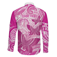 Personalised Polynesia Breast Cancer Awareness Family Matching Mermaid Dress and Hawaiian Shirt Think Pink Ribbon Polynesian Butterflies