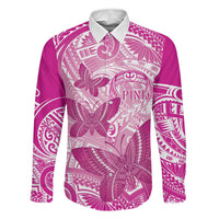 Personalised Polynesia Breast Cancer Awareness Family Matching Off Shoulder Short Dress and Hawaiian Shirt Think Pink Ribbon Polynesian Butterflies