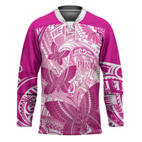 Personalised Polynesia Breast Cancer Awareness Hockey Jersey Think Pink Ribbon Polynesian Butterflies LT14 Unisex Pink - Polynesian Pride