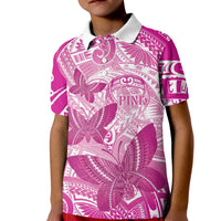 Personalised Polynesia Breast Cancer Awareness Kid Polo Shirt Think Pink Ribbon Polynesian Butterflies LT14 Kid Pink - Polynesian Pride