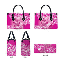 Polynesia Breast Cancer Awareness Leather Bag Think Pink Ribbon Polynesian Butterflies LT14 - Polynesian Pride
