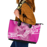 Polynesia Breast Cancer Awareness Leather Tote Bag Think Pink Ribbon Polynesian Butterflies LT14 Pink - Polynesian Pride