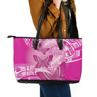 Polynesia Breast Cancer Awareness Leather Tote Bag Think Pink Ribbon Polynesian Butterflies LT14 - Polynesian Pride