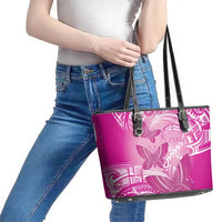 Polynesia Breast Cancer Awareness Leather Tote Bag Think Pink Ribbon Polynesian Butterflies LT14 - Polynesian Pride