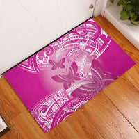 Polynesia Breast Cancer Awareness Rubber Doormat Think Pink Ribbon Polynesian Butterflies LT14 - Polynesian Pride