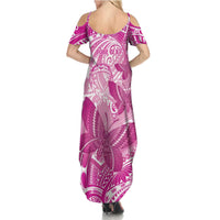 Personalised Polynesia Breast Cancer Awareness Summer Maxi Dress Think Pink Ribbon Polynesian Butterflies LT14 - Polynesian Pride