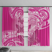 Polynesia Breast Cancer Awareness Window Curtain Think Pink Ribbon Polynesian Butterflies LT14 With Hooks Pink - Polynesian Pride
