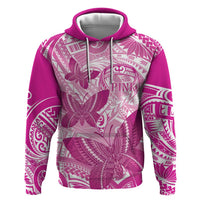Personalised Polynesia Breast Cancer Awareness Zip Hoodie Think Pink Ribbon Polynesian Butterflies LT14 Pullover Hoodie Pink - Polynesian Pride