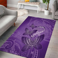 Polynesia Lupus Awareness Month Area Rug Warrior Purple Ribbon Polynesian Butterflies LT14 - Polynesian Pride