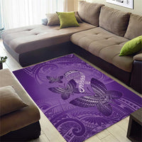 Polynesia Lupus Awareness Month Area Rug Warrior Purple Ribbon Polynesian Butterflies LT14 - Polynesian Pride