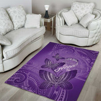 Polynesia Lupus Awareness Month Area Rug Warrior Purple Ribbon Polynesian Butterflies LT14 - Polynesian Pride